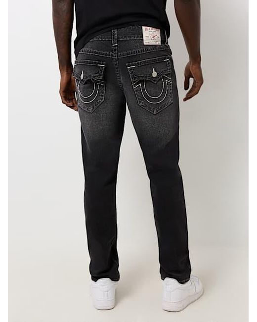 True Religion Black Geno Big T Flap Slim Jean for men