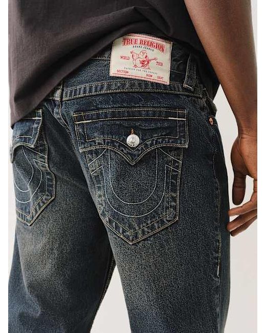 True Religion Black Billy Tinted Flap Bootcut Jean for men