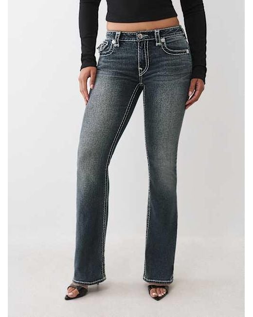 TRUE RELIGION Women's Black Becca Mid Rise Super T Bootcut Jean bootcut jeans