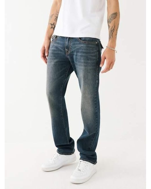 True Religion Blue Ricky Single Needle Flap Straight Jean for men