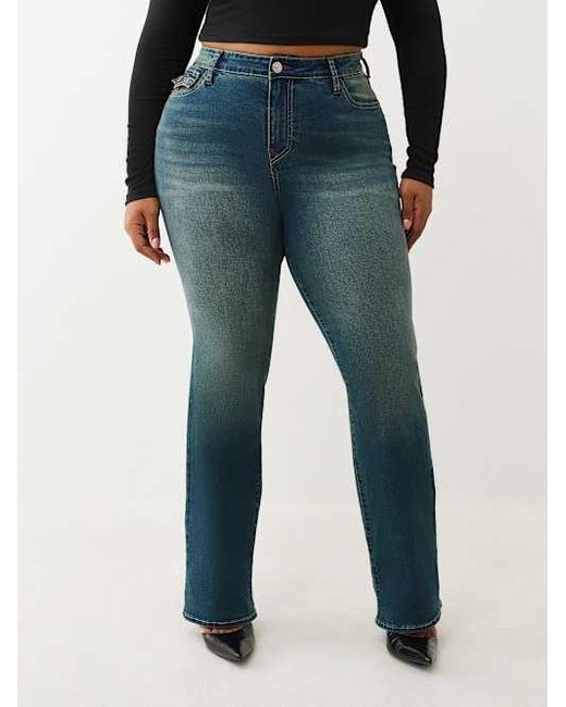True Religion Blue Plus Billie Mid Rise Straight Jean
