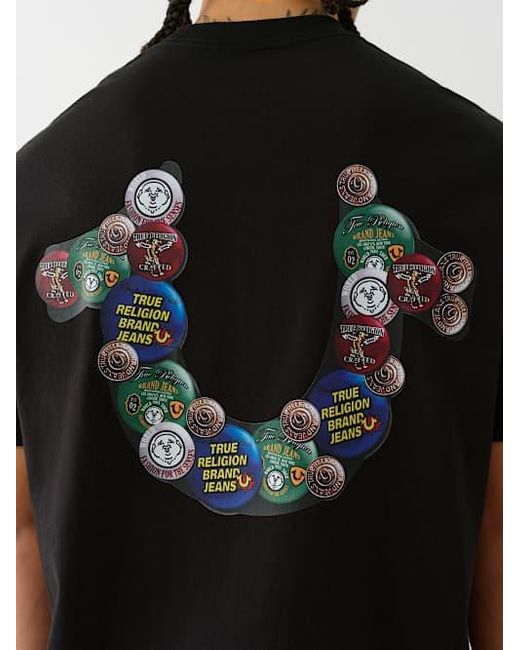 True Religion Black Logo Pins Heavyweight T-shirt for men