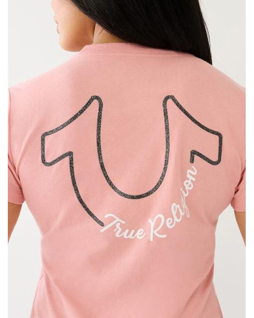 True Religion Pink Glitter Hs Tr Logo Tee