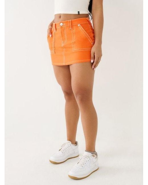 True Religion Orange Sadie Cargo Mini Skirt