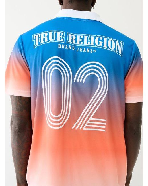 True Religion Blue Ombre Jersey Polo Shirt