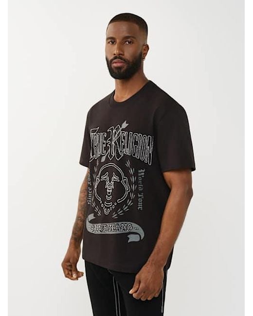 True Religion Black Crystal Buddha T-shirt for men