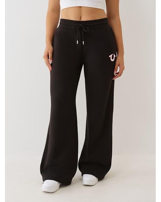True Religion Black Embroidered Cinched Sweat Pant
