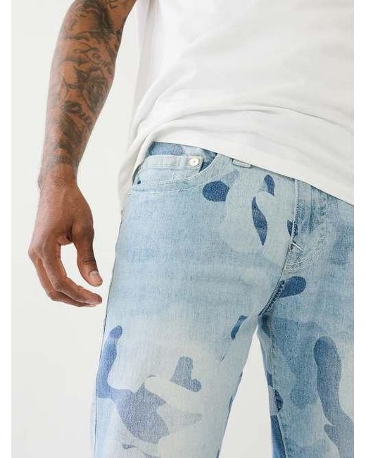 True Religion Blue Ricky Indigo Camo Straight Jean for men
