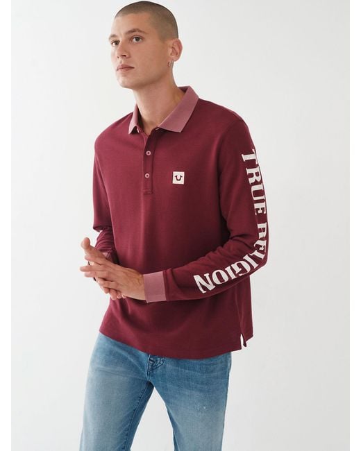 Polos Hombre Manga Larga Polo Manga Larga True Religion Algodón