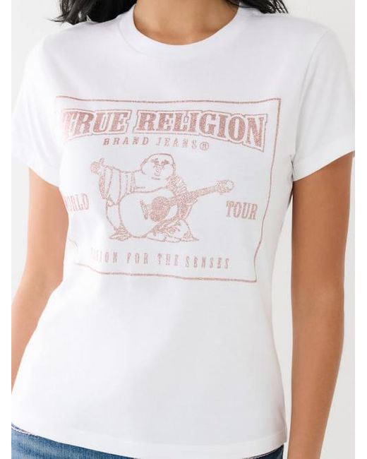 True Religion White Glitter Srs Logo Tee