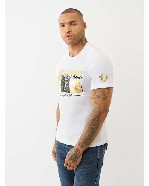 True Religion Gray Triple Buddha Box T-shirt for men