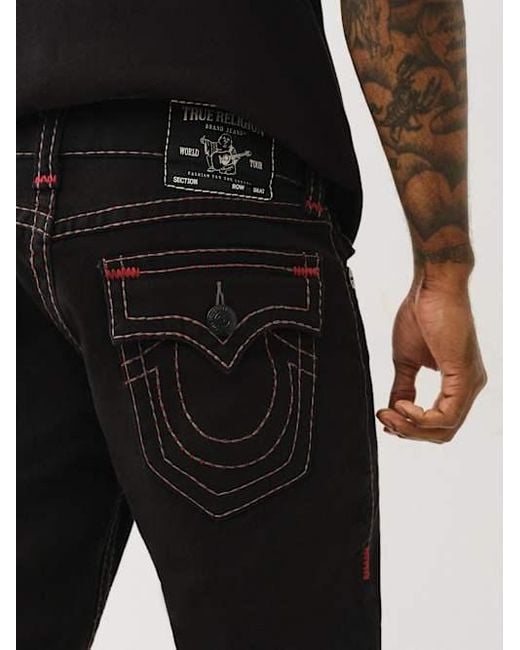 True Religion Ricky Pick Stitch Straight Jean in Black | Lyst