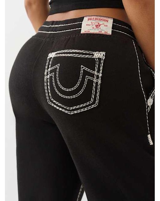 True Religion Black Super Qt Straight Leg Sweatpant