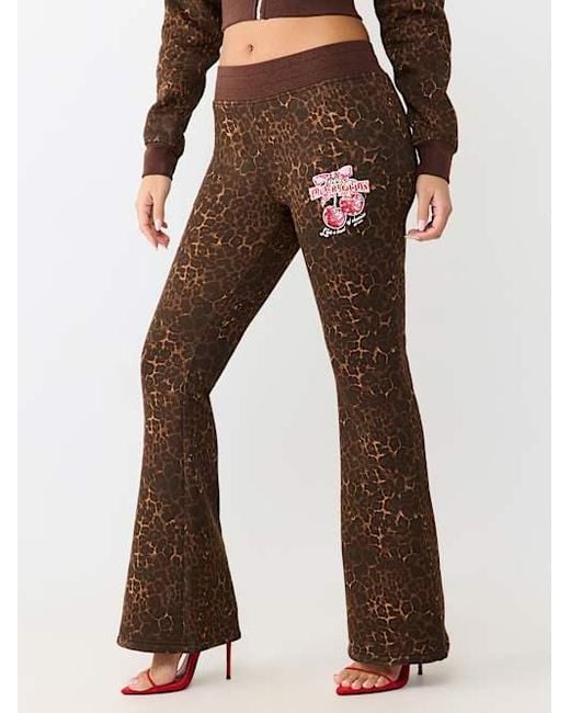 True Religion Brown Cherry Leopard Bootcut Pant
