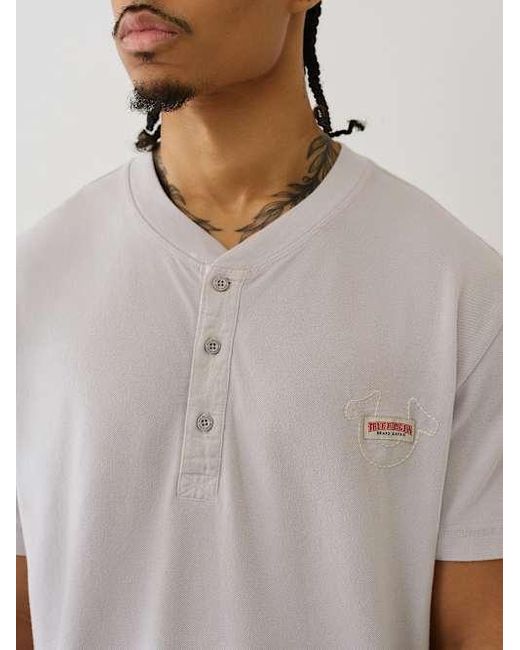 True Religion Mineral Patch Henley T-shirt in White for Men