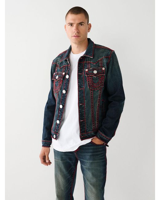 True Religion Jimmy Rope Stitch Denim Jacket in Blue Lyst