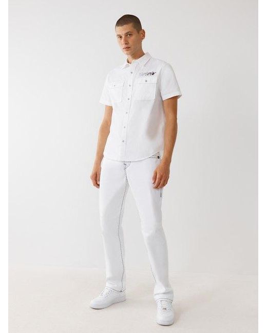 True Religion White Ricky Super T Stitch Straight Jean for men