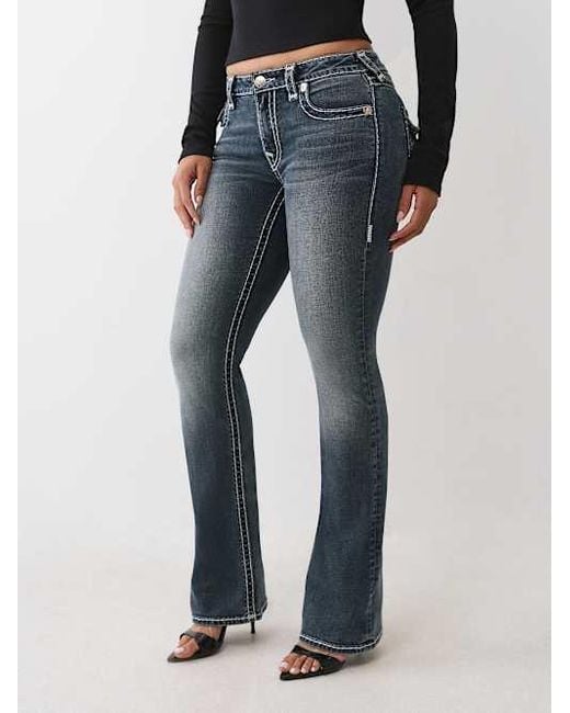 TRUE RELIGION Women's Black Becca Mid Rise Super T Bootcut Jean bootcut jeans