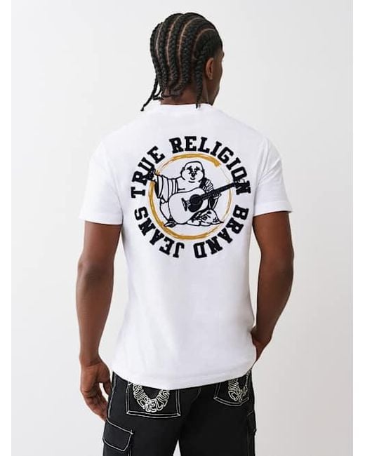 True Religion White Flocked Logo T-shirt for men