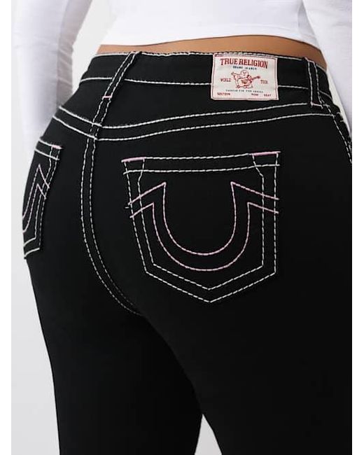 True Religion Black Plus Becca Mid Rise Big T Bootcut Jean