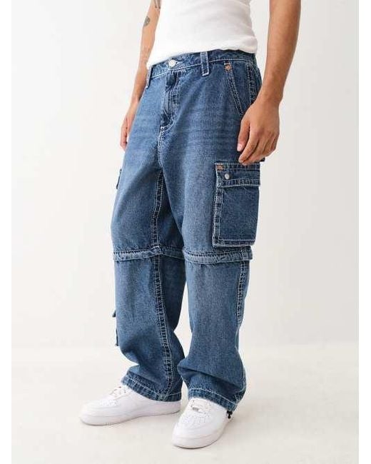 True Religion Blue Convertible Big T Zip Cargo Jean for men