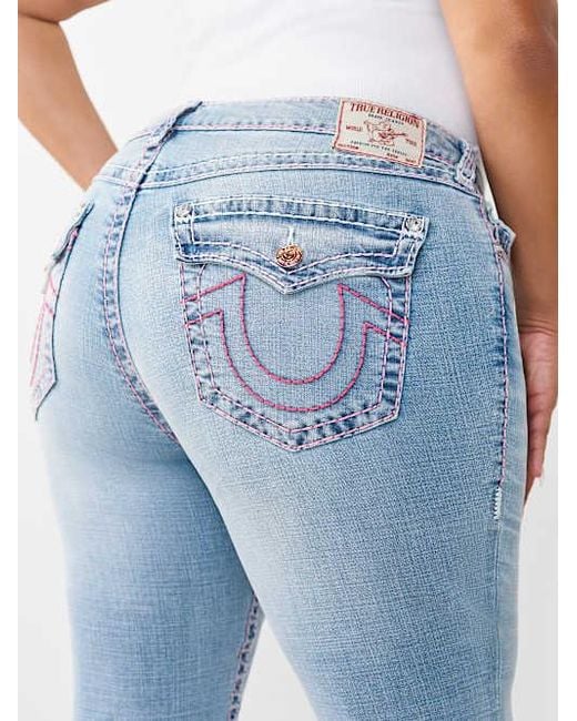 True Religion Blue Plus Becca Mid Rise Super T Bootcut Flap Jean