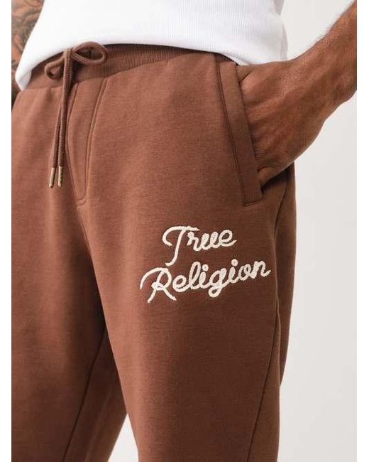True Religion Brown Rainbow Stitch Sweat Short for men