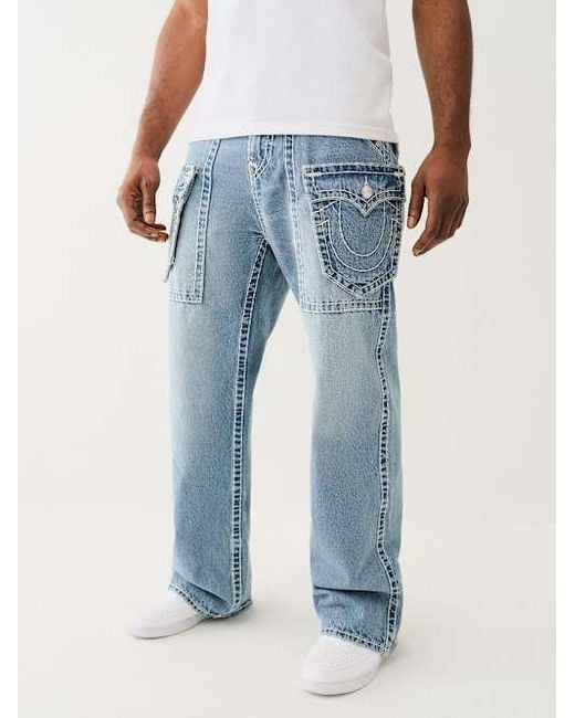 TRUE RELIGION Vinny Super T Ultra Baggy Cargo Jean in Blue for Men