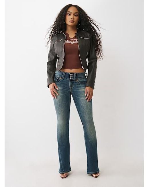 True Religion Black Logo Zip Moto Jacket