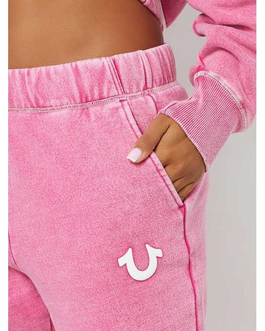 True Religion Pink Vintage Wash Horseshoe Logo Sweat Pant