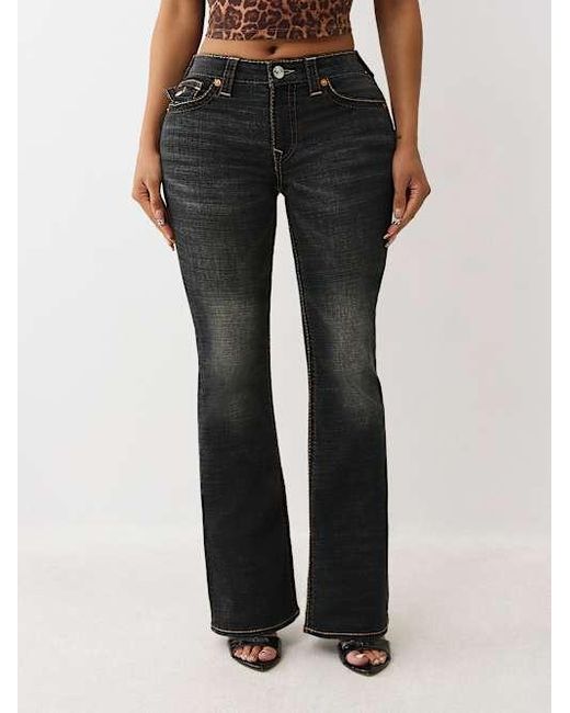 True Religion Black Becca Mid Rise Big T Bootcut Jean