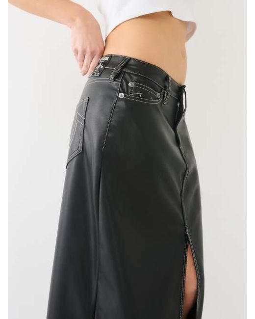 True Religion Black Faux Leather Maxi Skirt