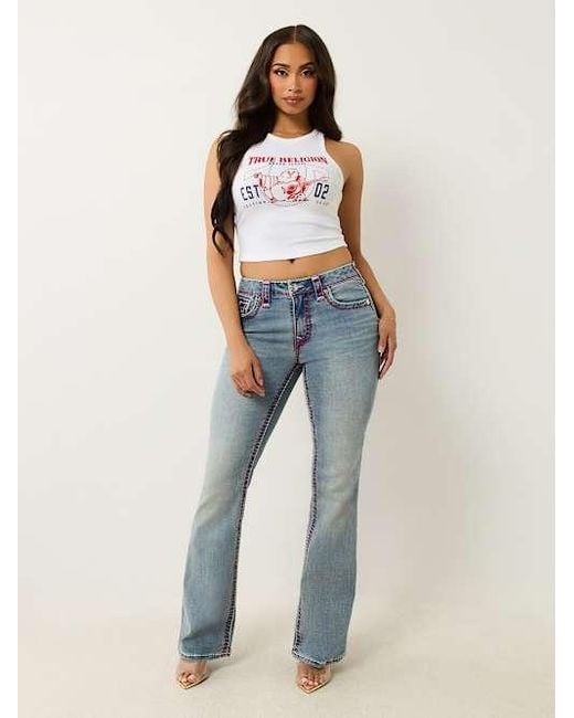True Religion Blue Becca Mid Rise Super T Bootcut Jean