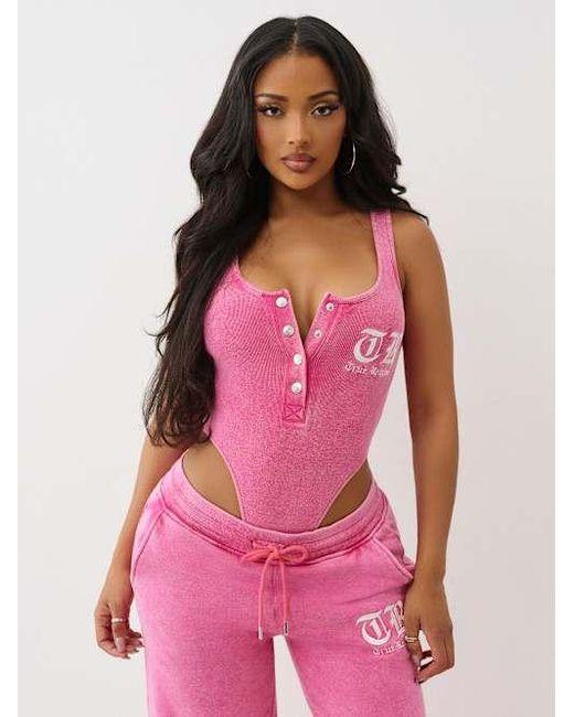 True Religion Pink Acid Washed Bodysuit