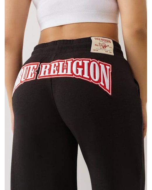 True Religion Black Embroidered Cinched Sweat Pant