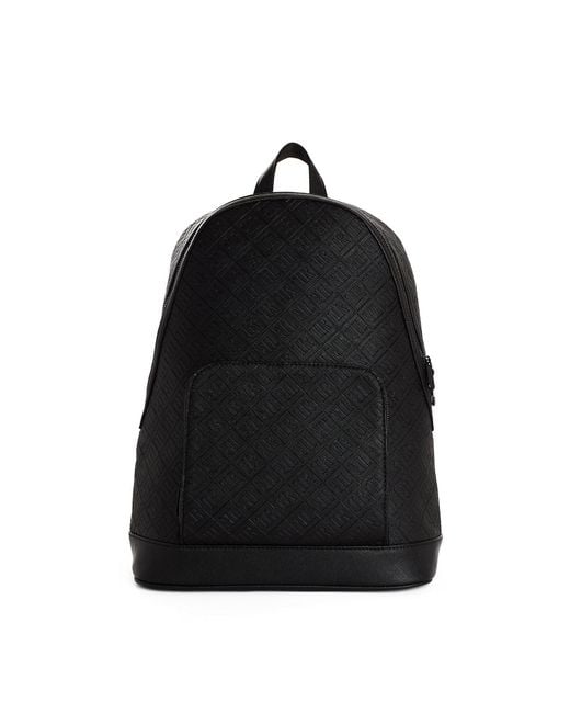 True Religion Black Embossed Leather Backpack for men
