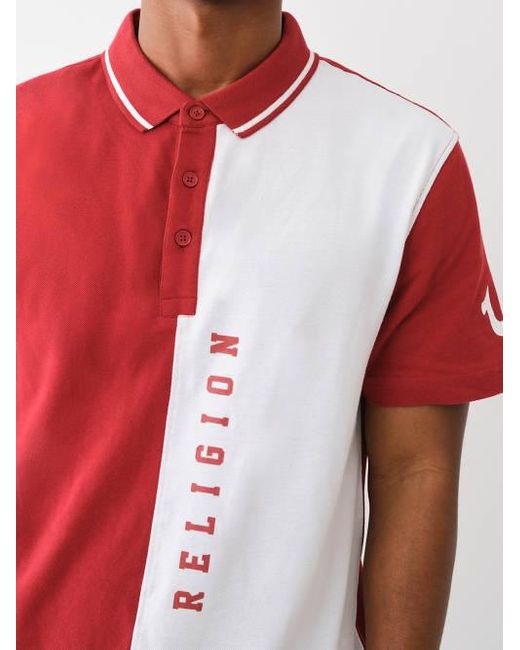 True Religion Red Colorblock Logo Polo Shirt for men