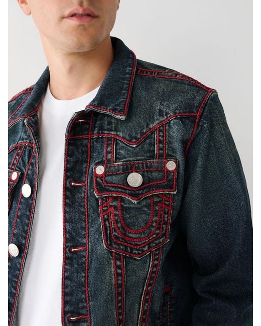 True Religion Jimmy Rope Stitch Denim Jacket in Blue Lyst