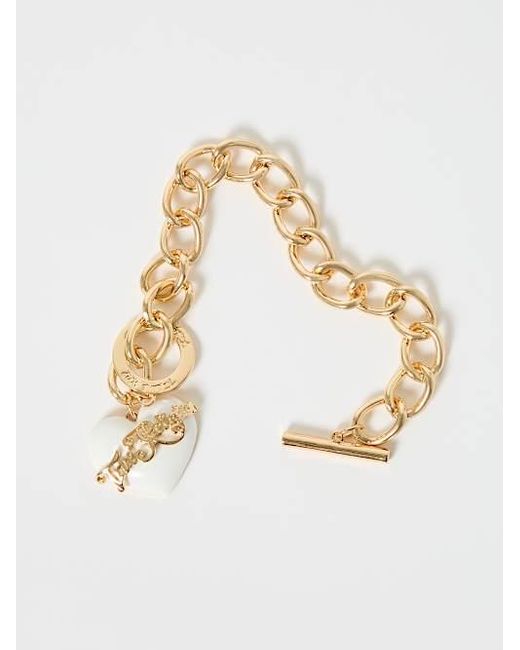 True Religion Gray Logo Heart Charms Bracelet