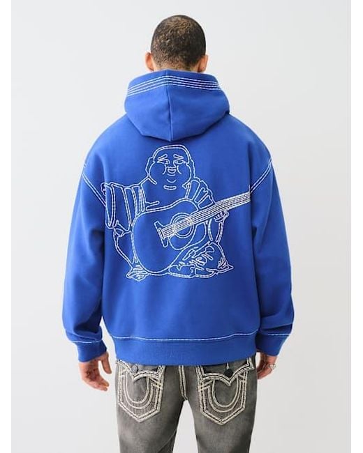 TRUE RELIGION Super Qt Buddha Hoodie in Blue for Men | Lyst