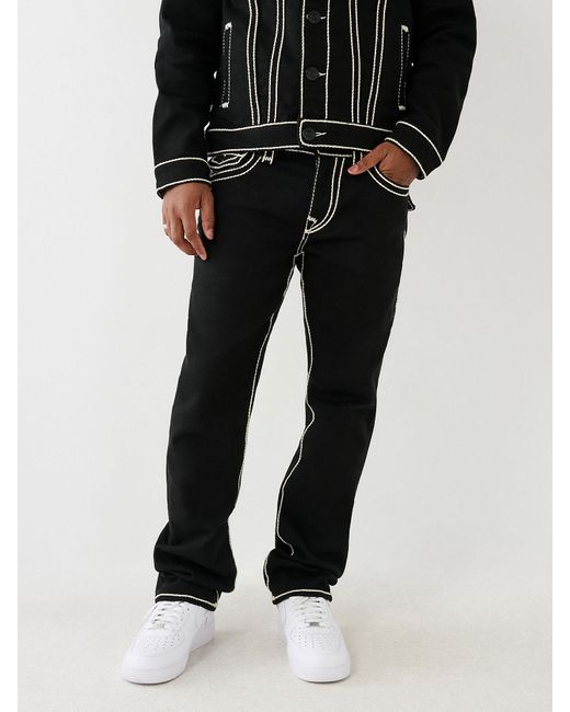 True Religion Ricky Rope Stitch Straight Jean in Black for Men Lyst