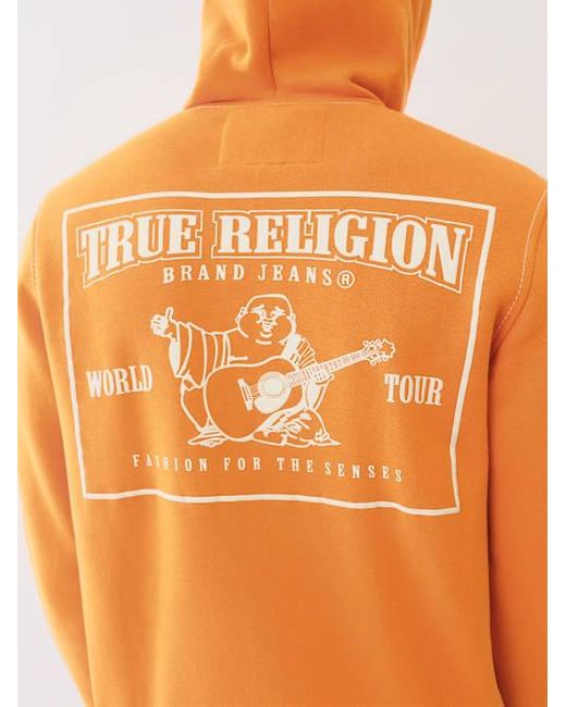 True Religion Orange Big T Zip Hoodie