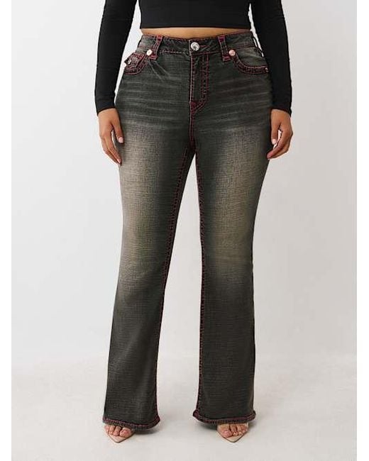 True Religion Black Plus Becca Mid Rise Super T Bootcut Jean