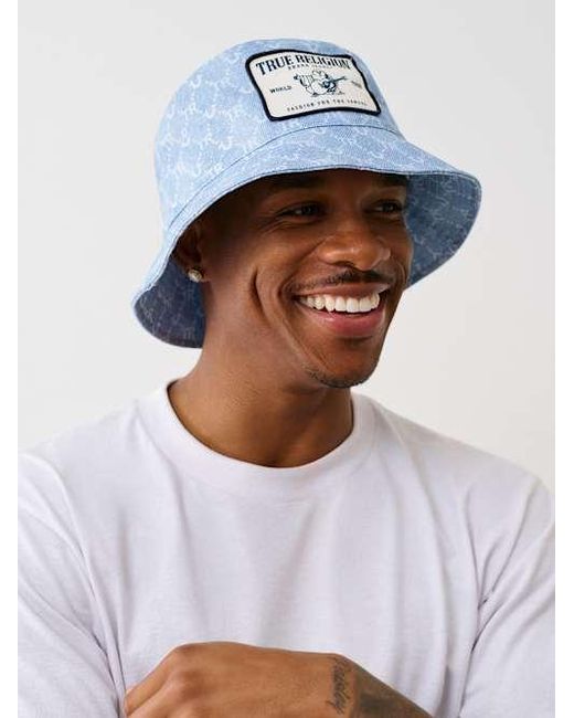 True Religion White Monogram Bucket Hat