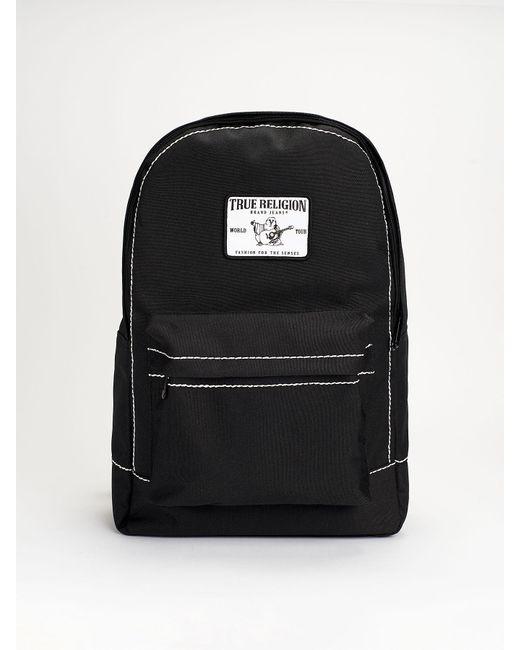 True Religion Black Big T Logo Backpack