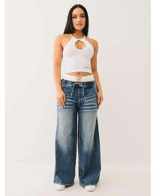 True Religion Blue Jessie Boxer Big T Super Baggy Jean