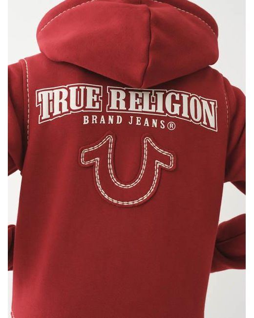 True Religion Red Super T Fleece Zip Hoodie
