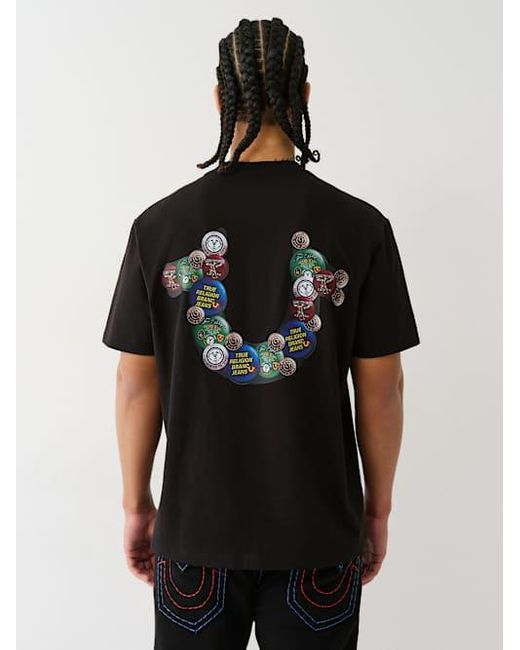 True Religion Black Logo Pins Heavyweight T-shirt for men