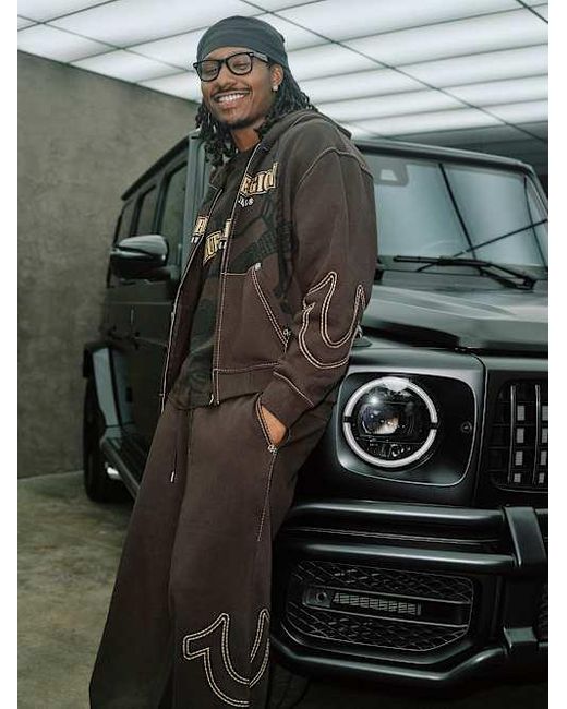 True Religion Brown Buddha Big T Zip Hoodie for men