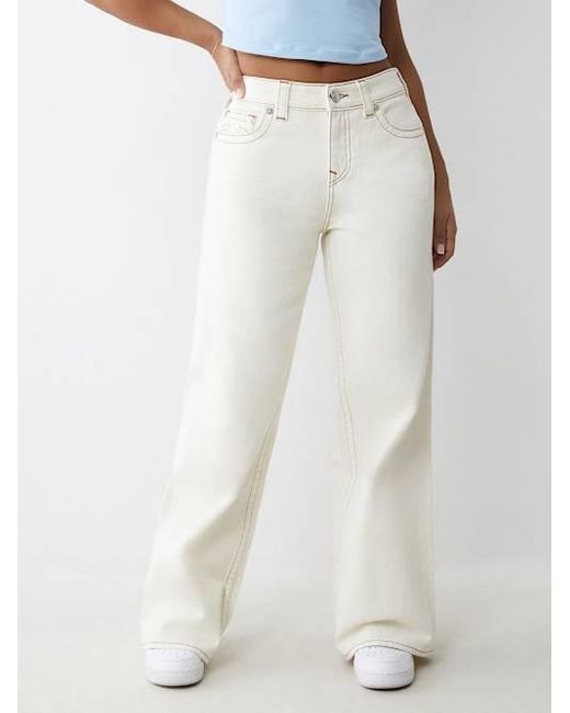 True Religion White Bobbi Mid Rise Baggy Jean